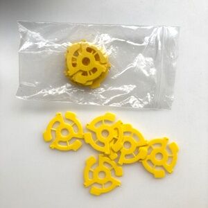 10 Yellow Plastic 45 RPM 7 Inch Vinyl Record Adaptors - 7" Inserts